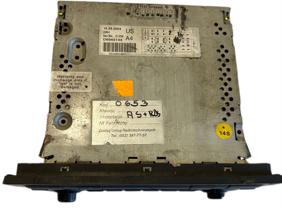 Fabryczne Oryginalne Radio Audi Symphony A4 B6 B7 + Kod
