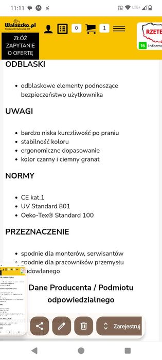 Spodnie robocze Mascot