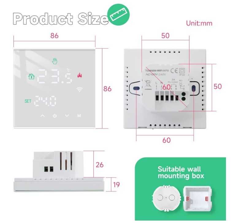 Inteligentny termostat WIFI Beok TGW60W-WIFI-EP elektryczne ogrzewanie