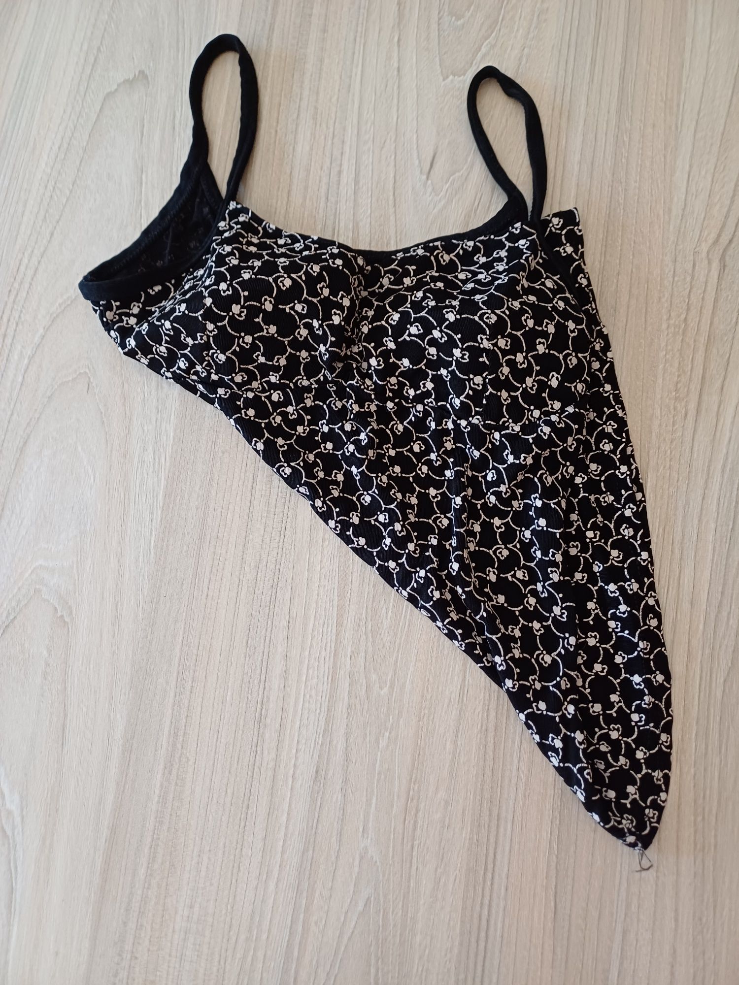 Topik crop na ramiączkach elegancki brązowy wzorzysty r. M
