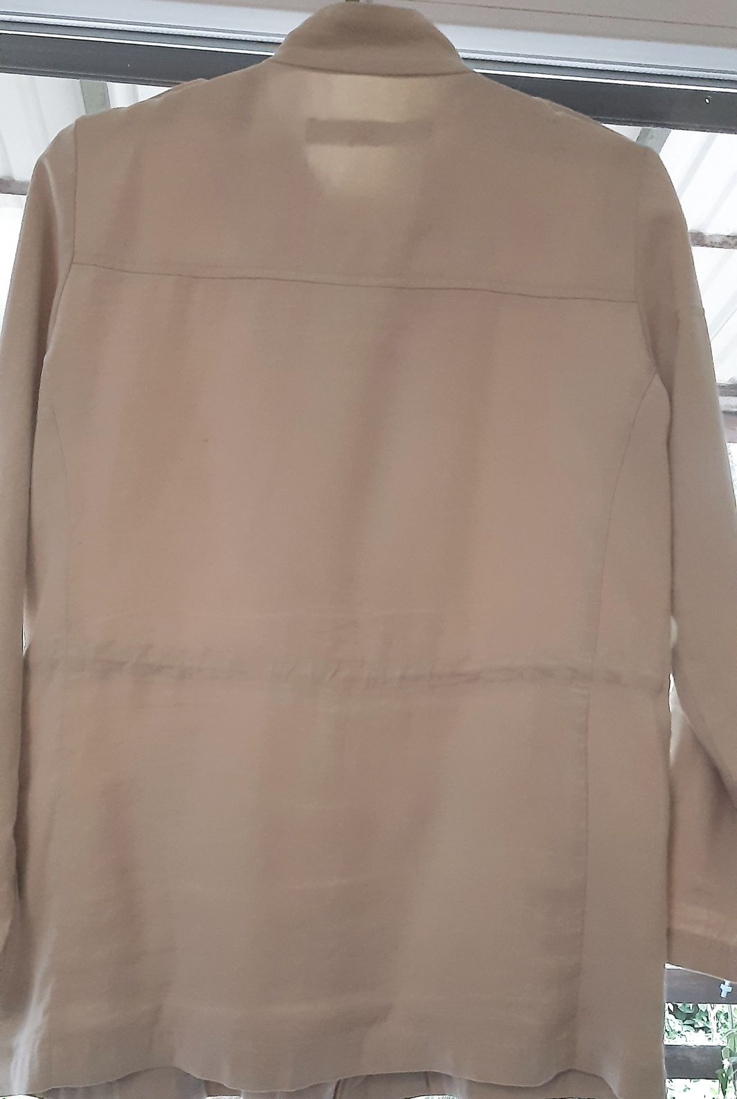 Kurtka parka cienka narzutka beżowa Zara Basic roz.M