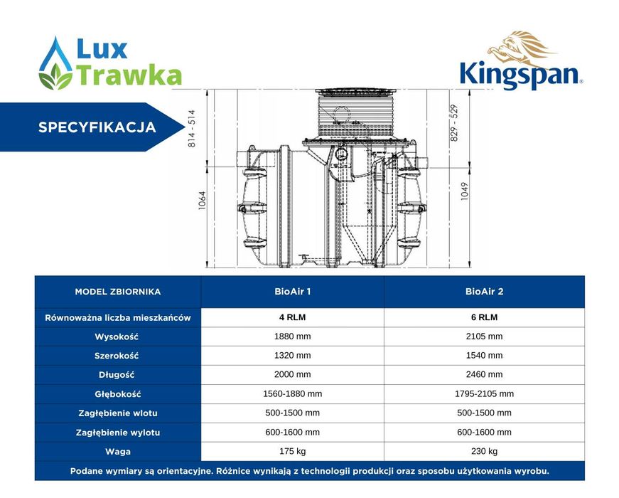 Przydomowa oczyszczalnia biologiczna BioAir 4 Kingspan