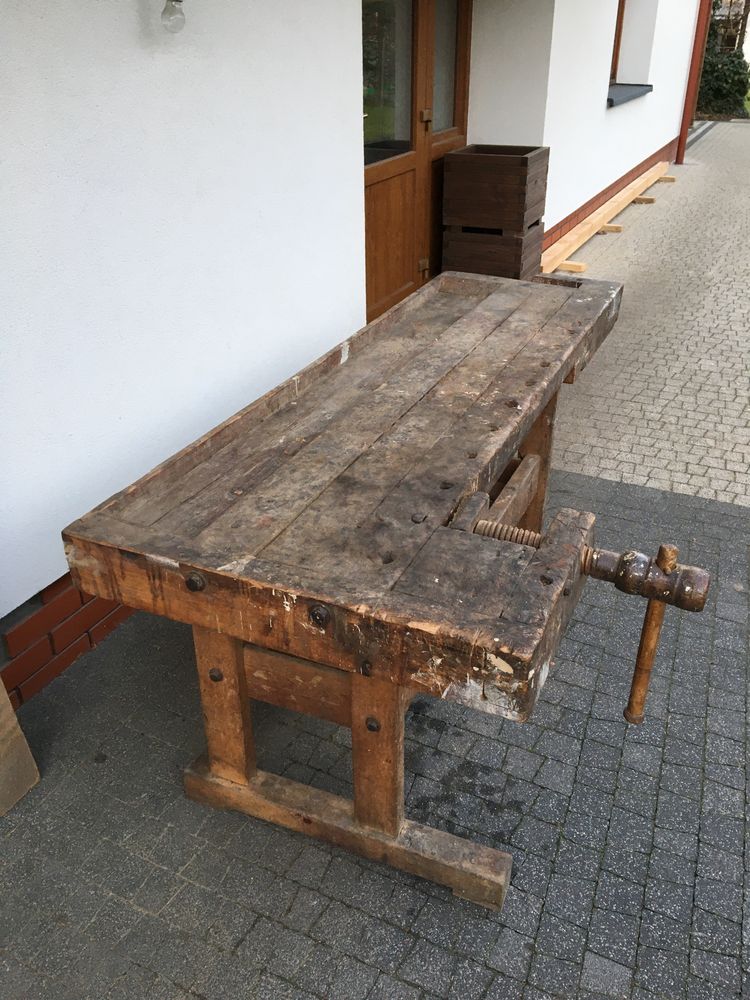 Strugnica stary stół stolarski warsztatowy