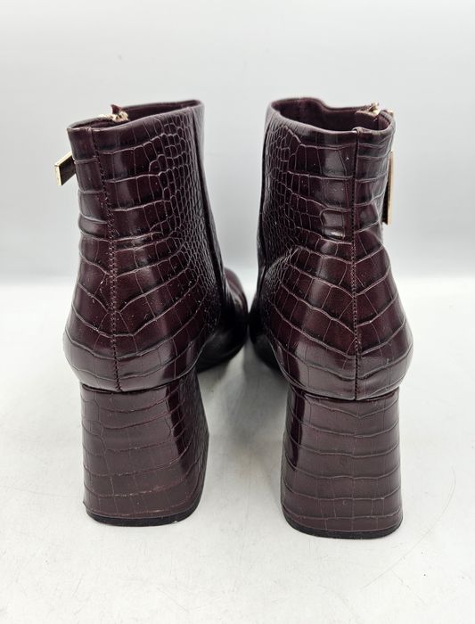 Botki Damskie Imitacja Skóry Krokodyla Stradivarius Bordowe Rozmiar 38