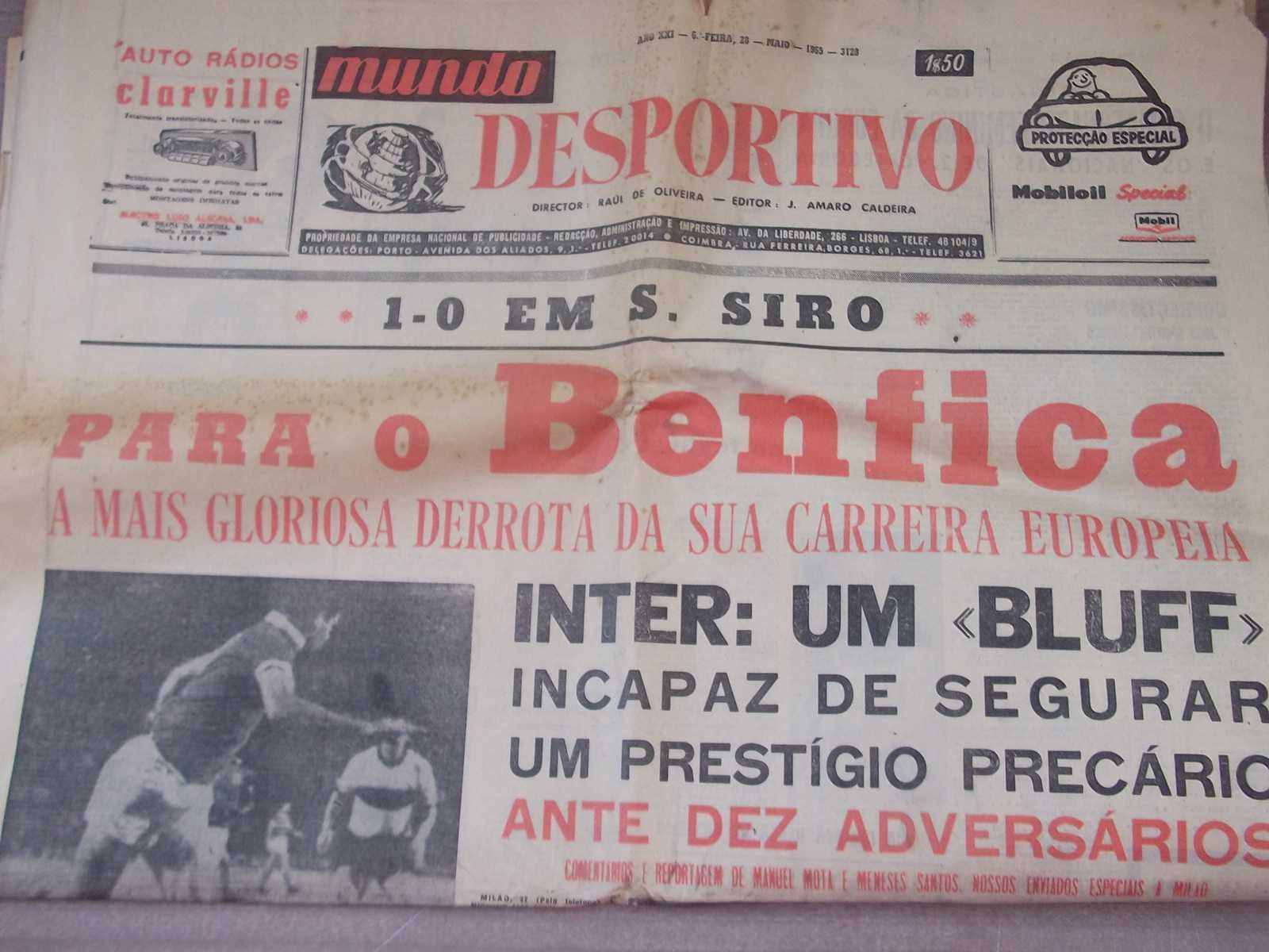 Final Taça Campeões Europeus 1965 BENFICA vs INTER - Mundo Desportivo