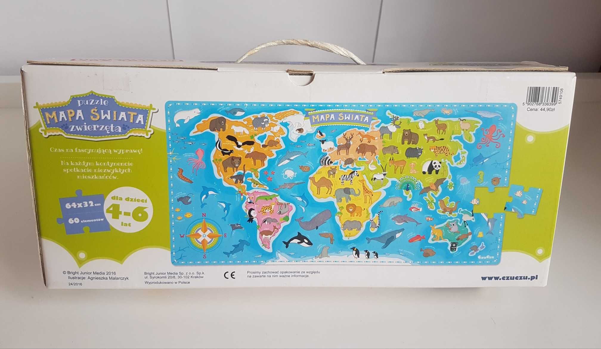 CzuCzu Puzzle Mapa świata zwierzęta
