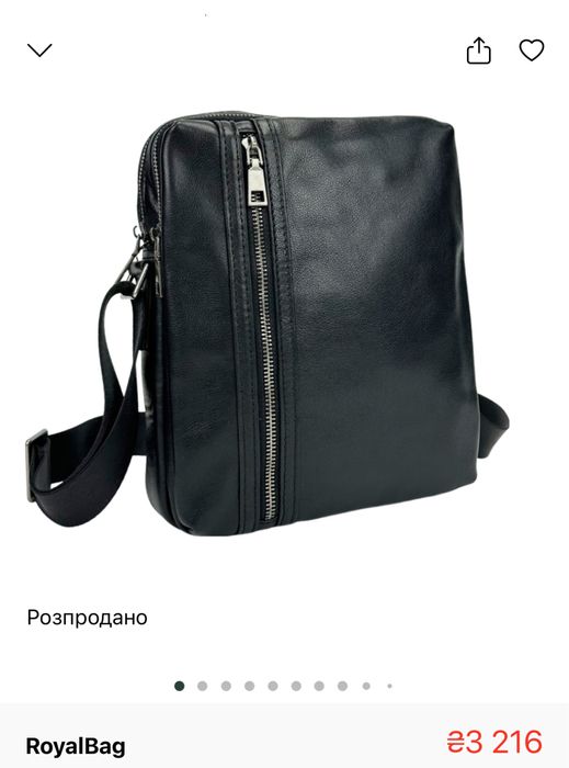 Сумка чоловіча чорна шкіряна / сумка мужская