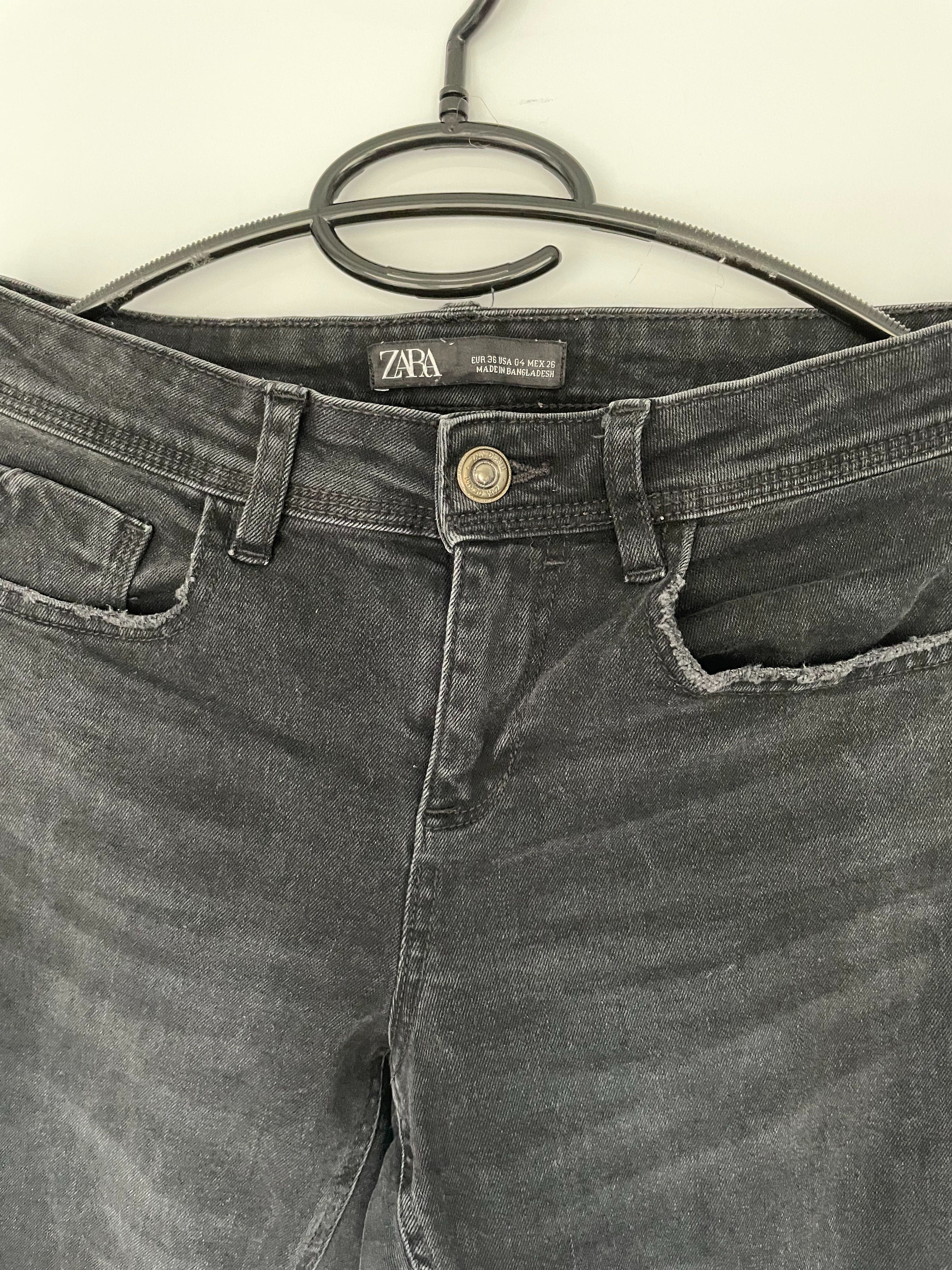 Zara grafitowe jeansy spodnie rurki