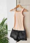 Prążkowany top na ramiączkach, H&M xS 34 z bawełny dekolt halter lato