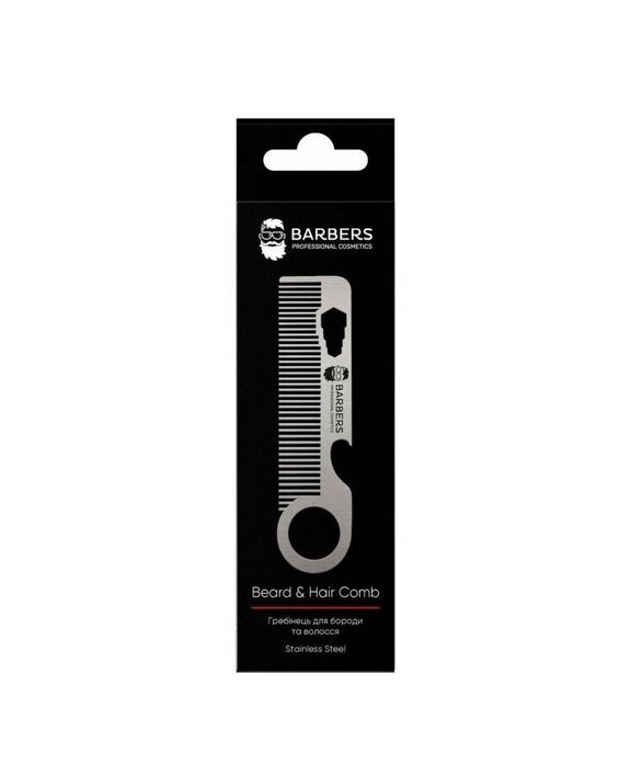 Металлическая расческа для бороды и волос Barbers Metal Comb