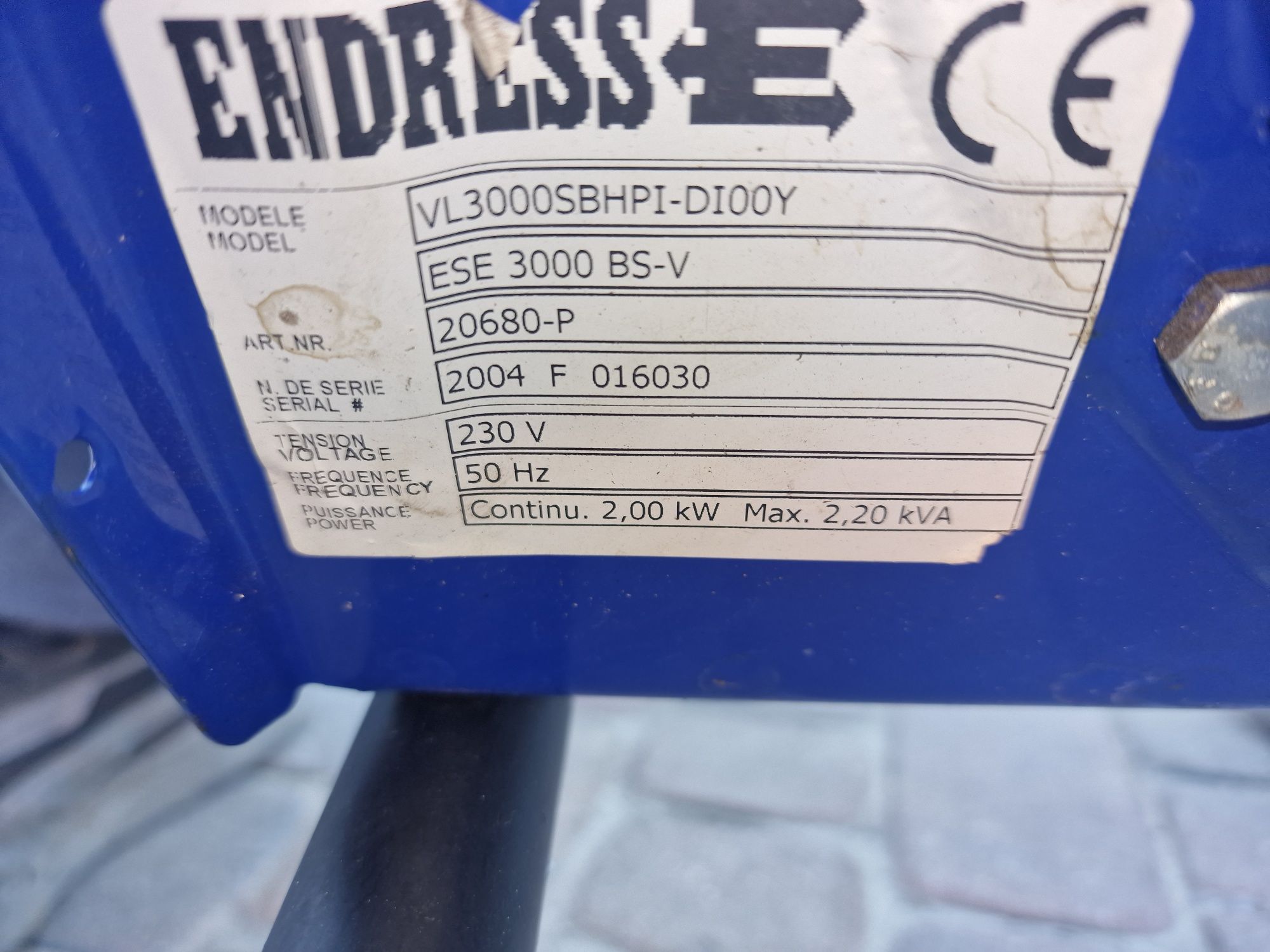 Agregat prądotwórczy endress ese 3000 2kw