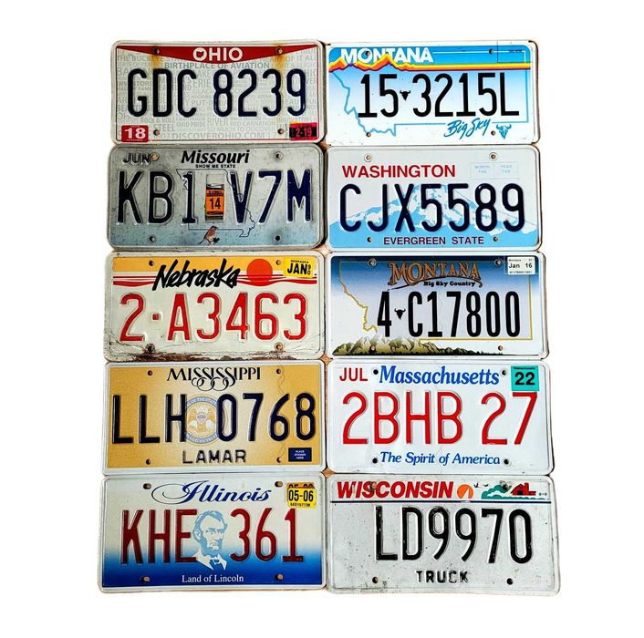 10 oryginalnych tablic rejestracyjnych z USA