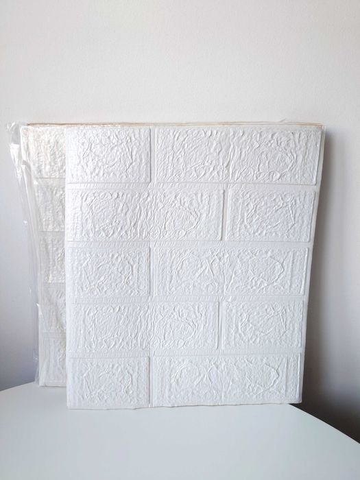 Tapeta ścienna samoprzylepna cegła biała 3D kamień 35 x 38,5 cm 15szt