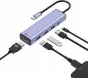 HUB USB-C 5w1 HDMI 4K USB-C PD 100W USB 3.0 5Gbps 2x USB 2.0 480Mbps