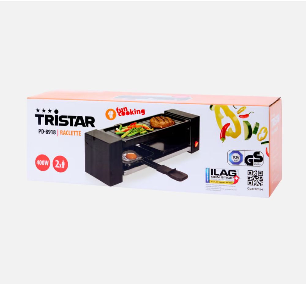 Zestaw Raclette i Gourmet Tristar – Wielofunkcyjny Grill Stołowy