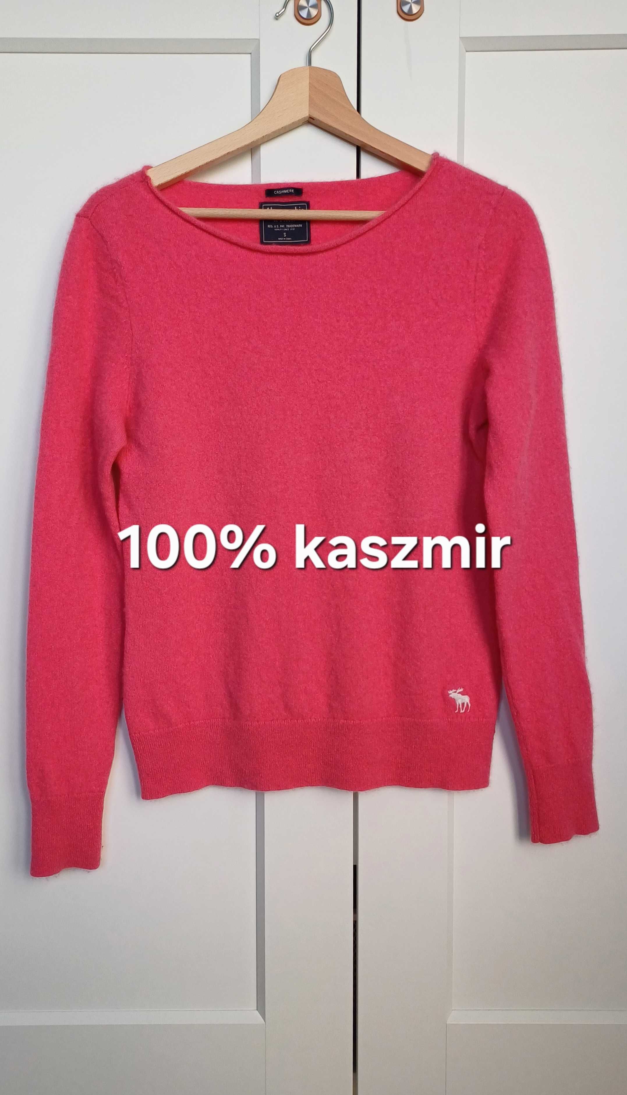 Kaszmirowy sweter Abercrombie & Fitch rozm. S koralowy