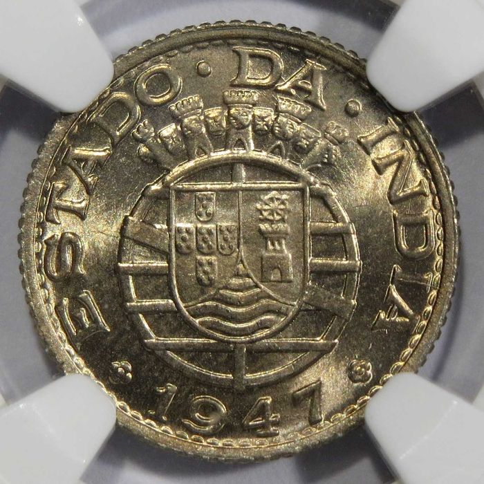 India Portuguesa 1/4 Rupia 1947 NGC MS65 FDC
