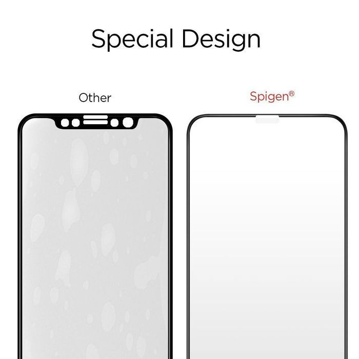 Szkło Hartowane Spigen 9H Case Friendly DO iPhone X XS 11 Pro Czarne