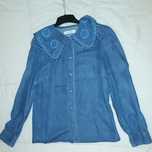 Blusa/Camisa de ganga, para senhora, com bordados, da Promod