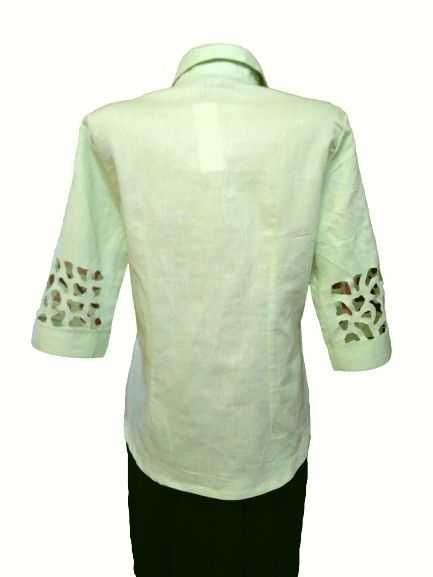 ХS-М Блуза Пог-48 см, рубашка с ажурными деталями и шелковой вышивкой