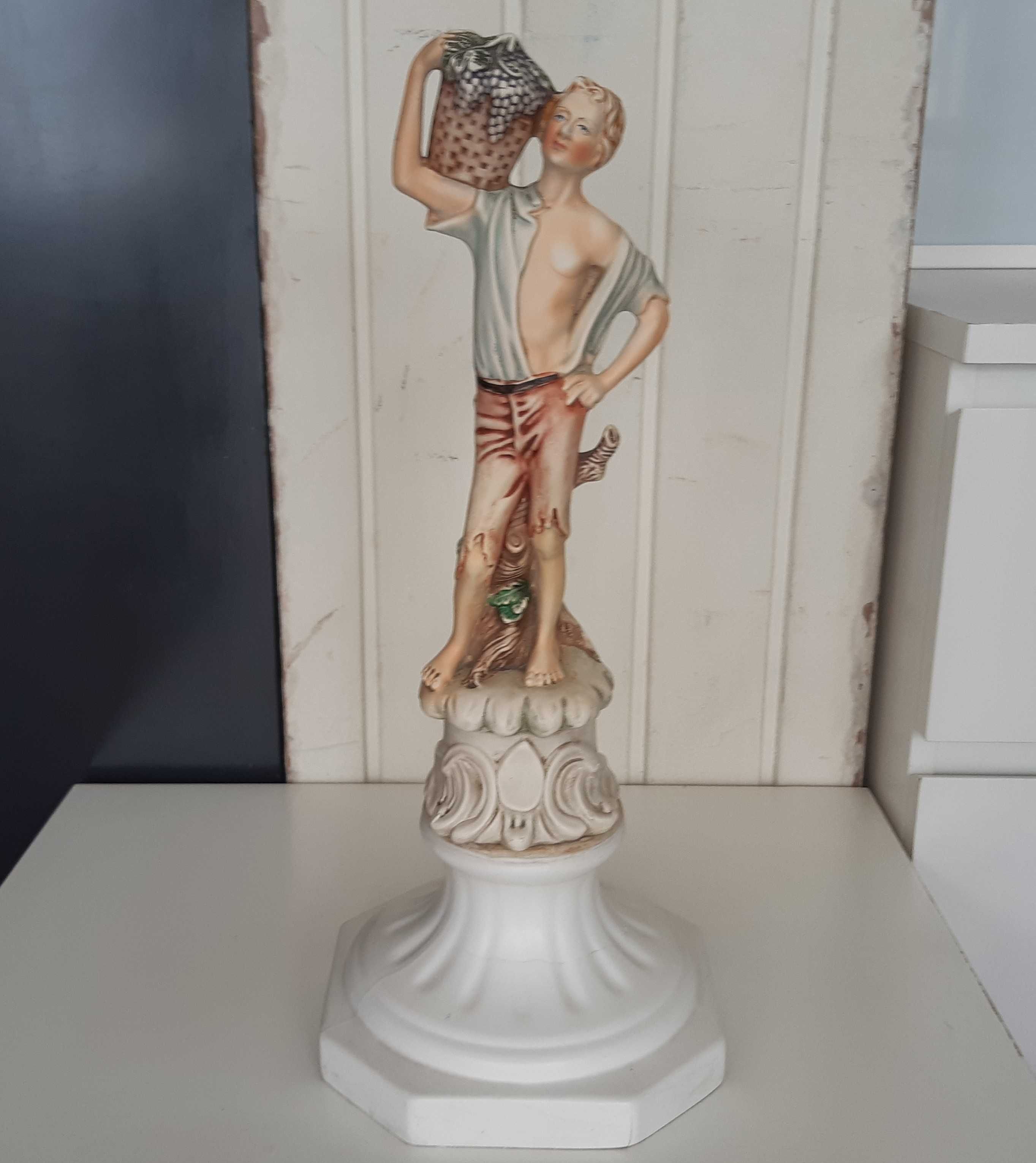 Retro Vintage Antiga Estatueta 46cm Porcelana Jovem Vindimas Peça Num.