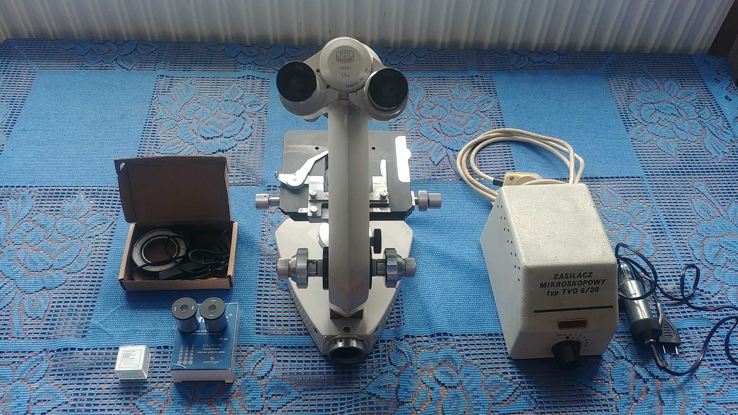 Mikroskop PZO MB-30 + dodatkowe podświetlenie USB