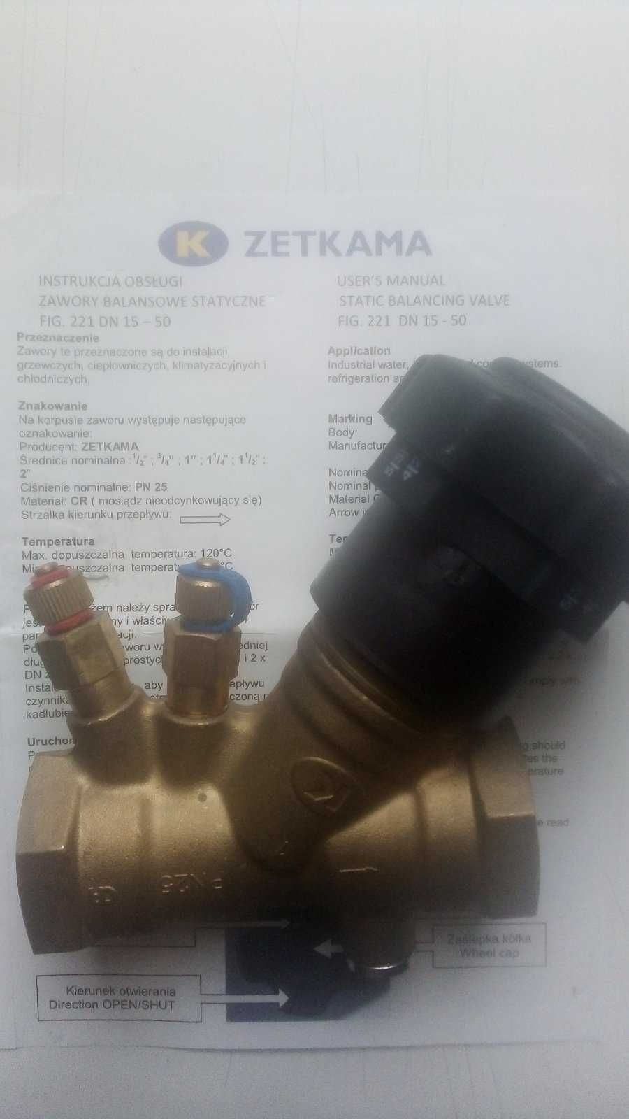балансировочный клапан (вентиль) Zetkama тип 221 Ду 15