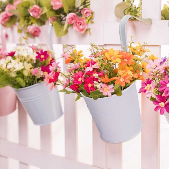 Nowy zestaw doniczek /osłonki /haczyk /10szt / białe /metal /3151