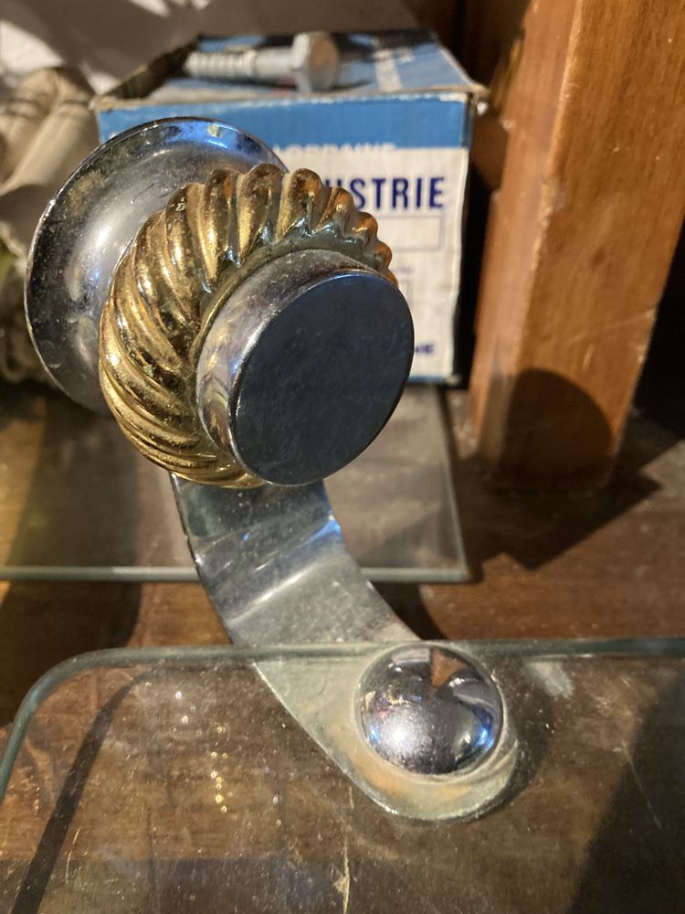 Prateleira de casa de banho em vidro e inox