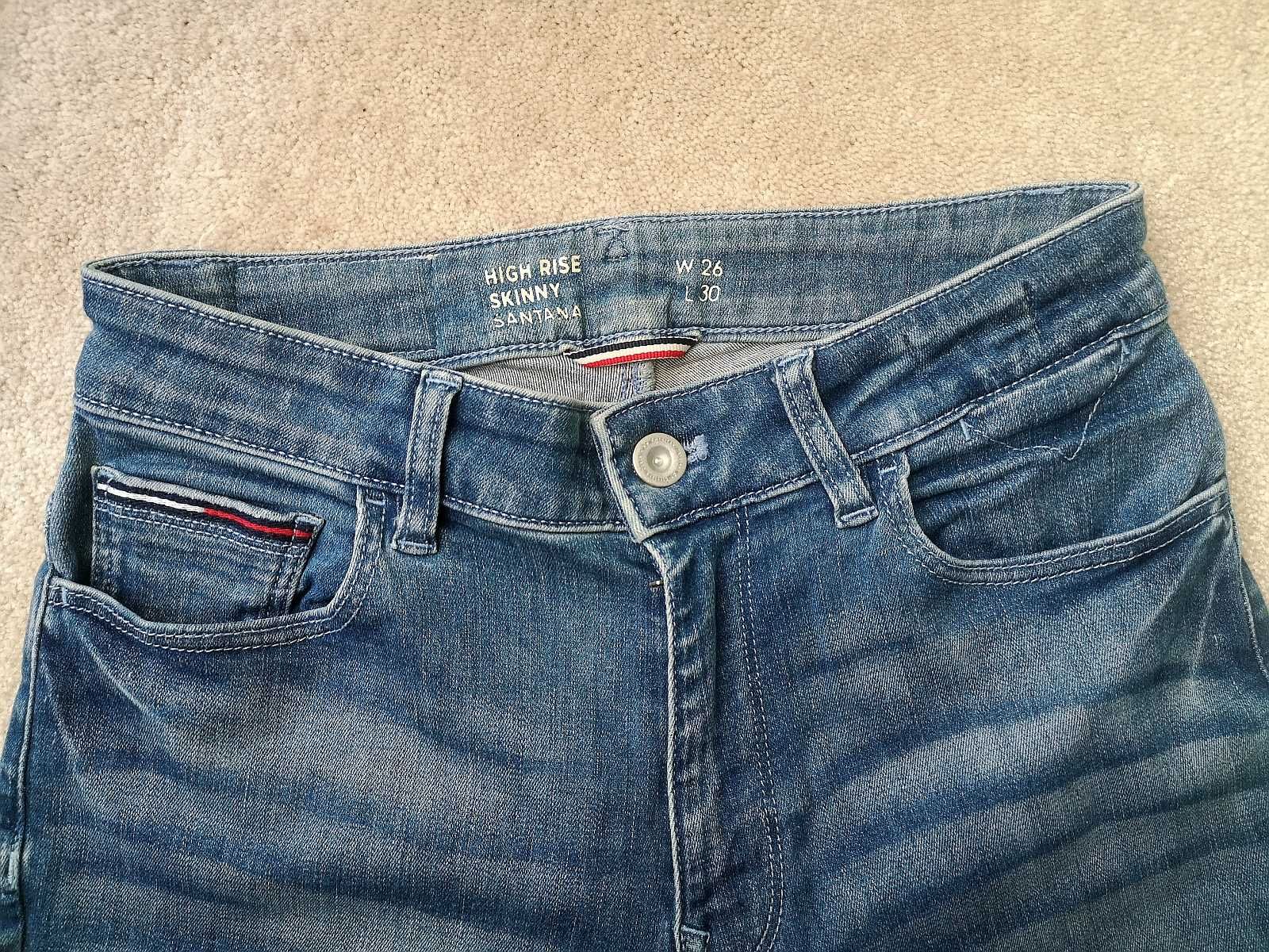 Niebieskie spodnie jeansowa Tommy Hilfiger W26 L30 dżinsy skinny 36 34
