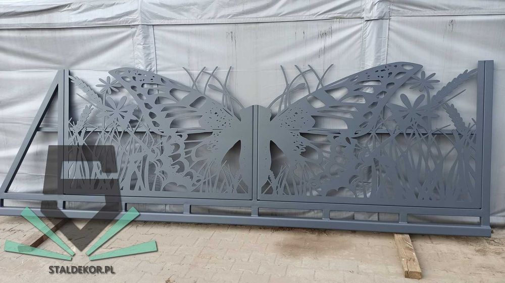 Brama przesuwna 4m, 5m, 6m, wycinana laserowo CNC, panelowa