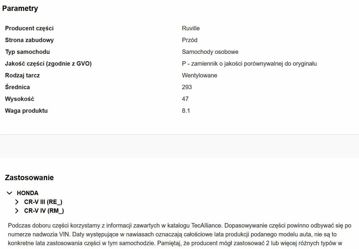 Tarcze i klocki hamulcowe textar Honda cr-v III i IV