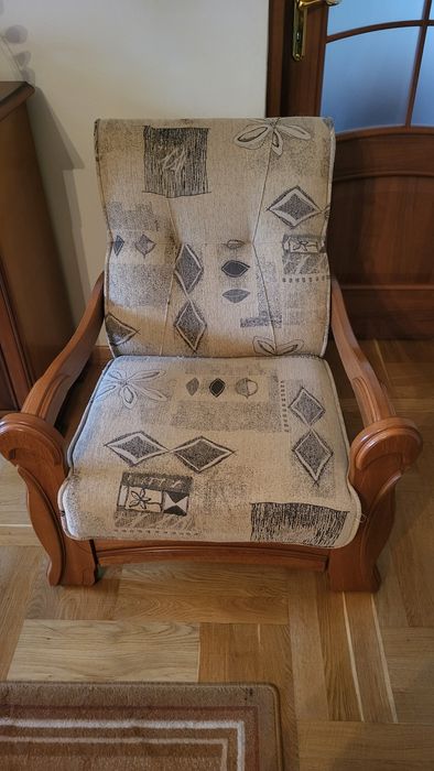 Wersalka + dwa fotele drewniane solidne meble