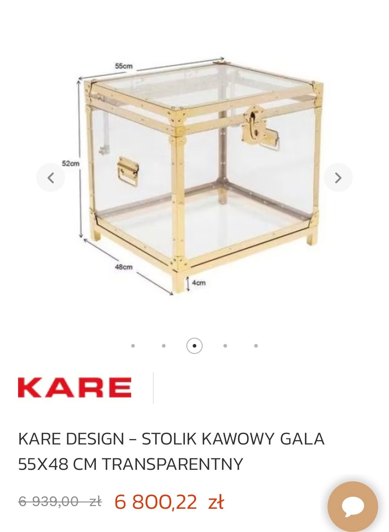 Stolik złoty Glamour otwierana skrzynia, stolik gala
