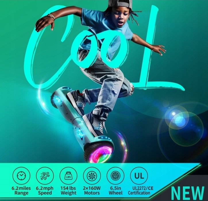 Deskorolka elektryczna 6.5” hoverboard 10KM Bluetooth dla dzieci-Zielo