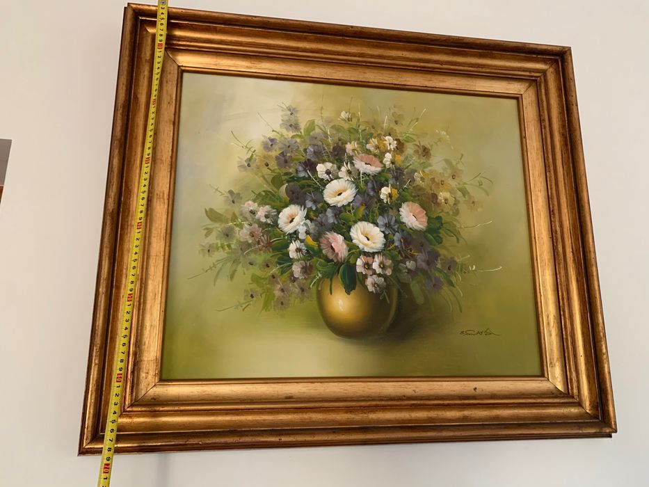 Obraz ręcznie malowany kwiaty w wazonie