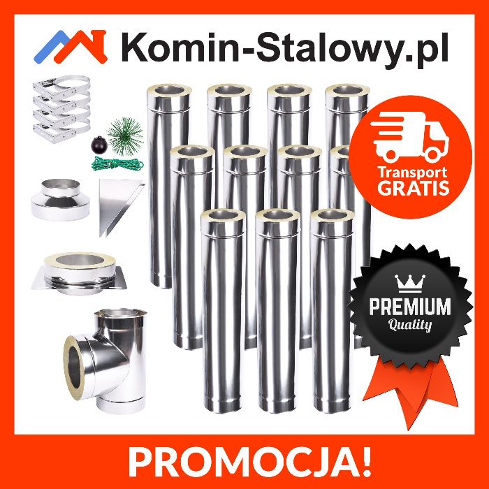 KOMIN Stalowy Izolowany Zewnętrzny Fi 130/190 11m gr. 0,8 mm Producent