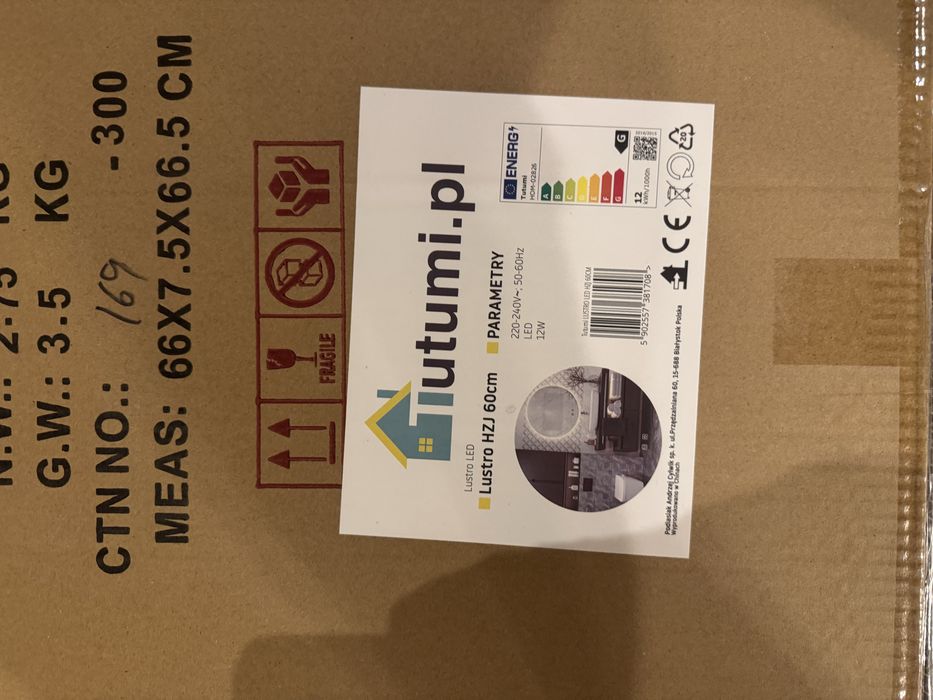 Lustro okrągłe LED 60 cm do łazienki z podświetleniem