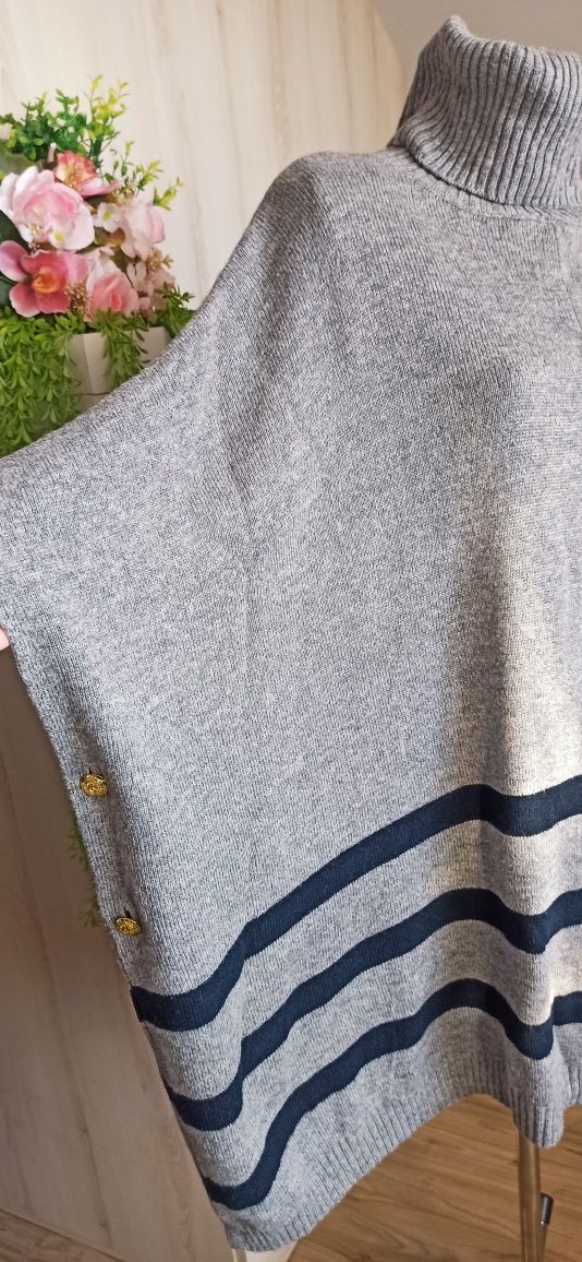 Sg Ponczo z golfem sweter oversize XXL