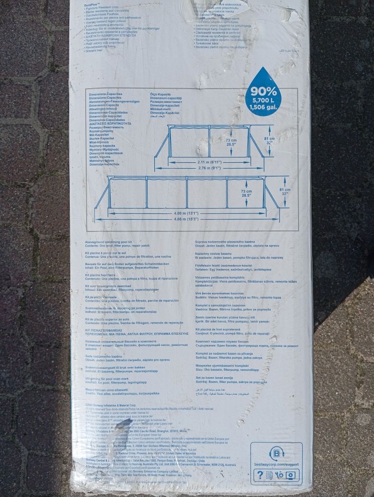 Basen stelażowy prostokątny Bestway 400 x 211 cm