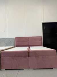 Łóżko kontynentalne 180x200 cm, tkanina Magic Velvet (pudrowy róż)