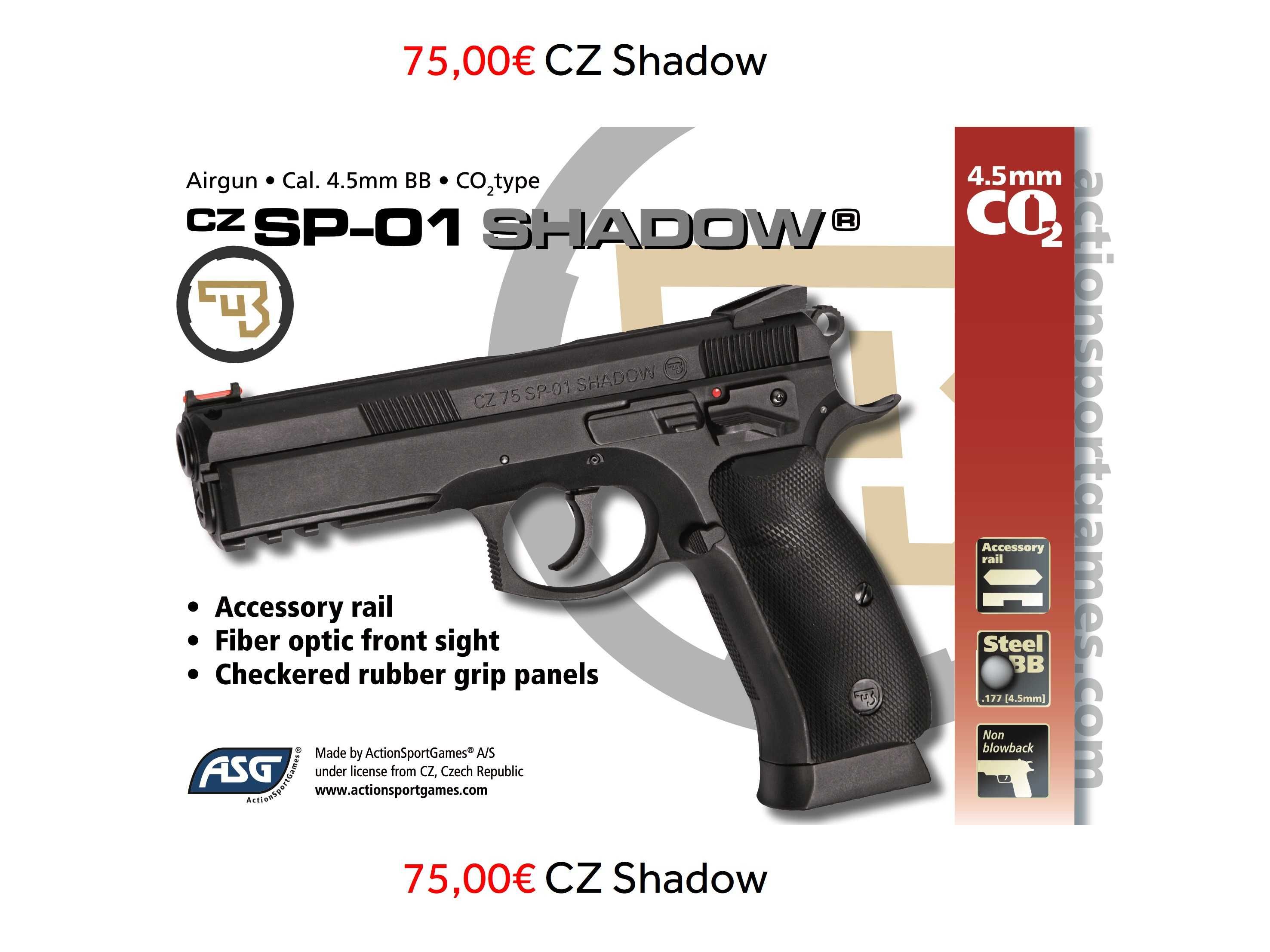 Pressão de Ar CO2) SwissArms P84 FULL METAL+CZ SHADOW esfera aço 4.5mm