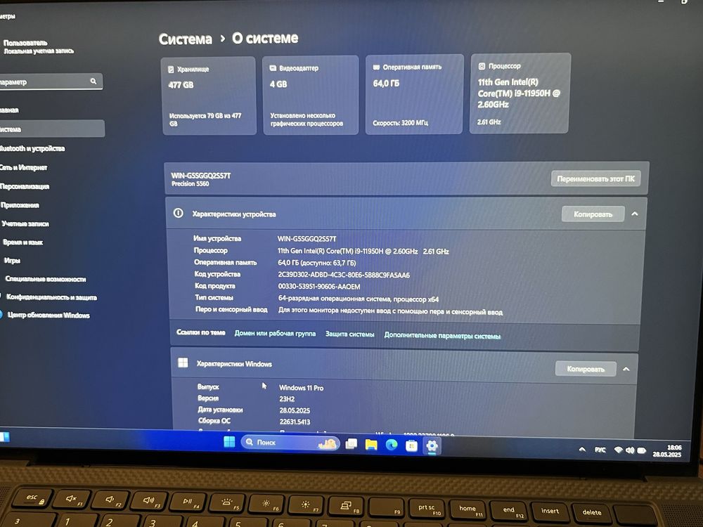 Dell Precision 5560, i9-11950H/64gb/512/RTX A2000 4gb/15.6"'
