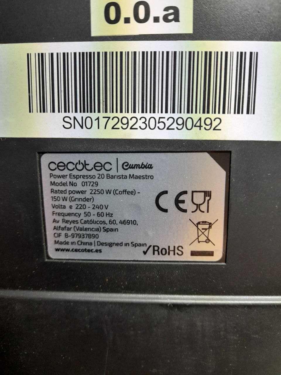Ekspres do kawy Cecotec Barista Maestro 01729, 2250 W.