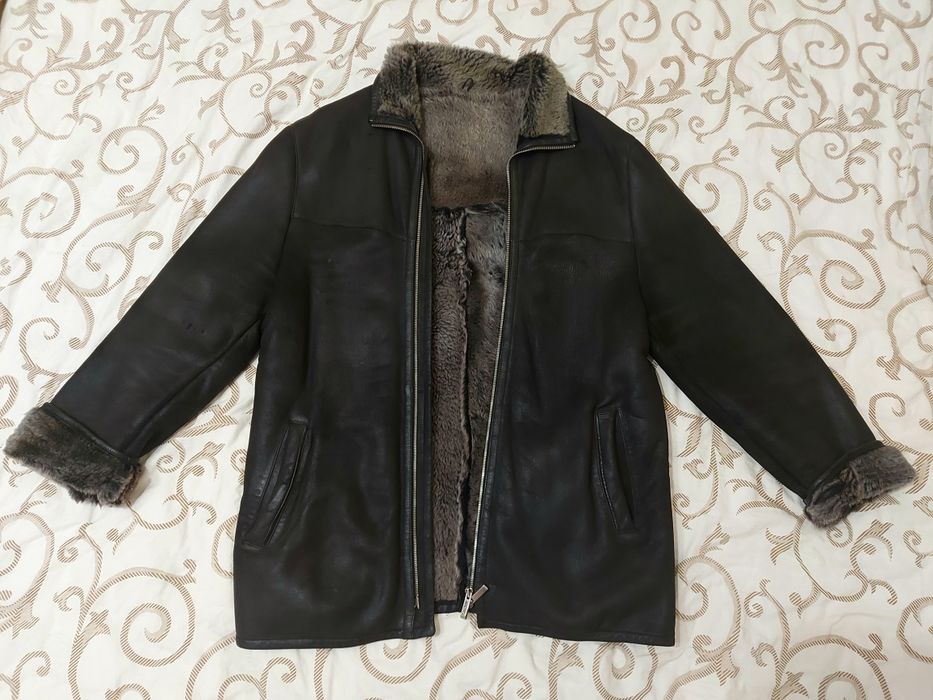 Дубленка натуральная мужская. Кожанная. Размер 50