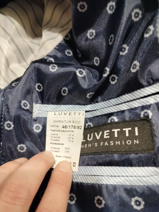Garnitur Luvetti granatowy marynarka + spodnie