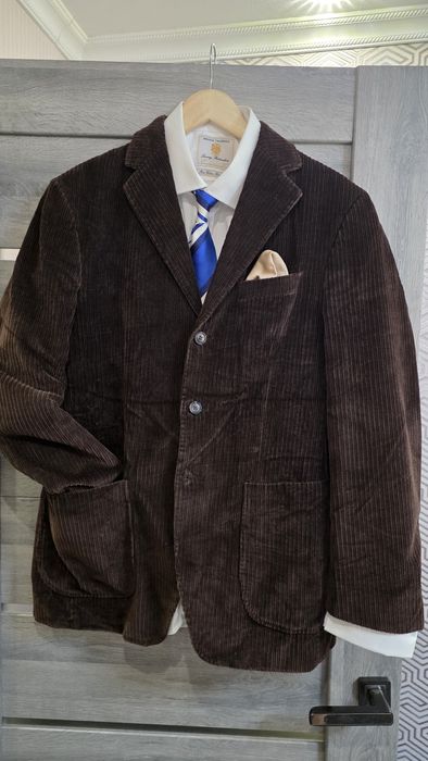 Вінтажний Вельветовий Блейзер M&S Blue Harbour – Хлястик на спині!