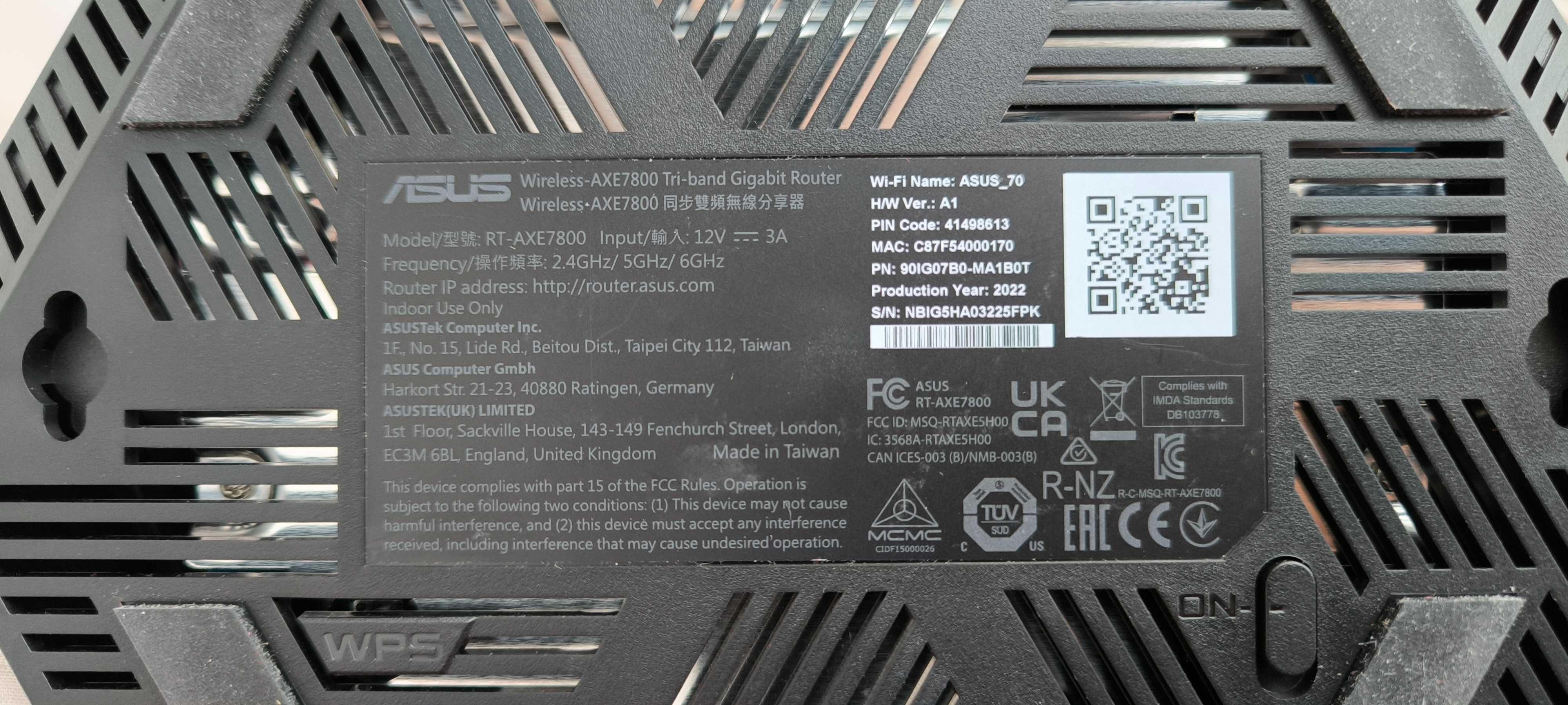 Роутер ASUS RT-AXE7800, WiFI 6E