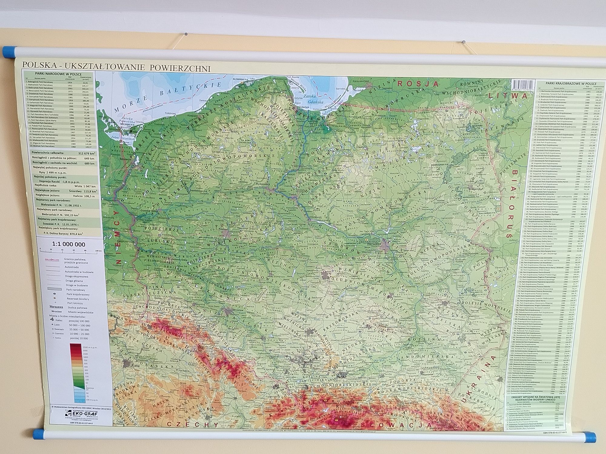 Ścienna mapa polski - dwustronna
