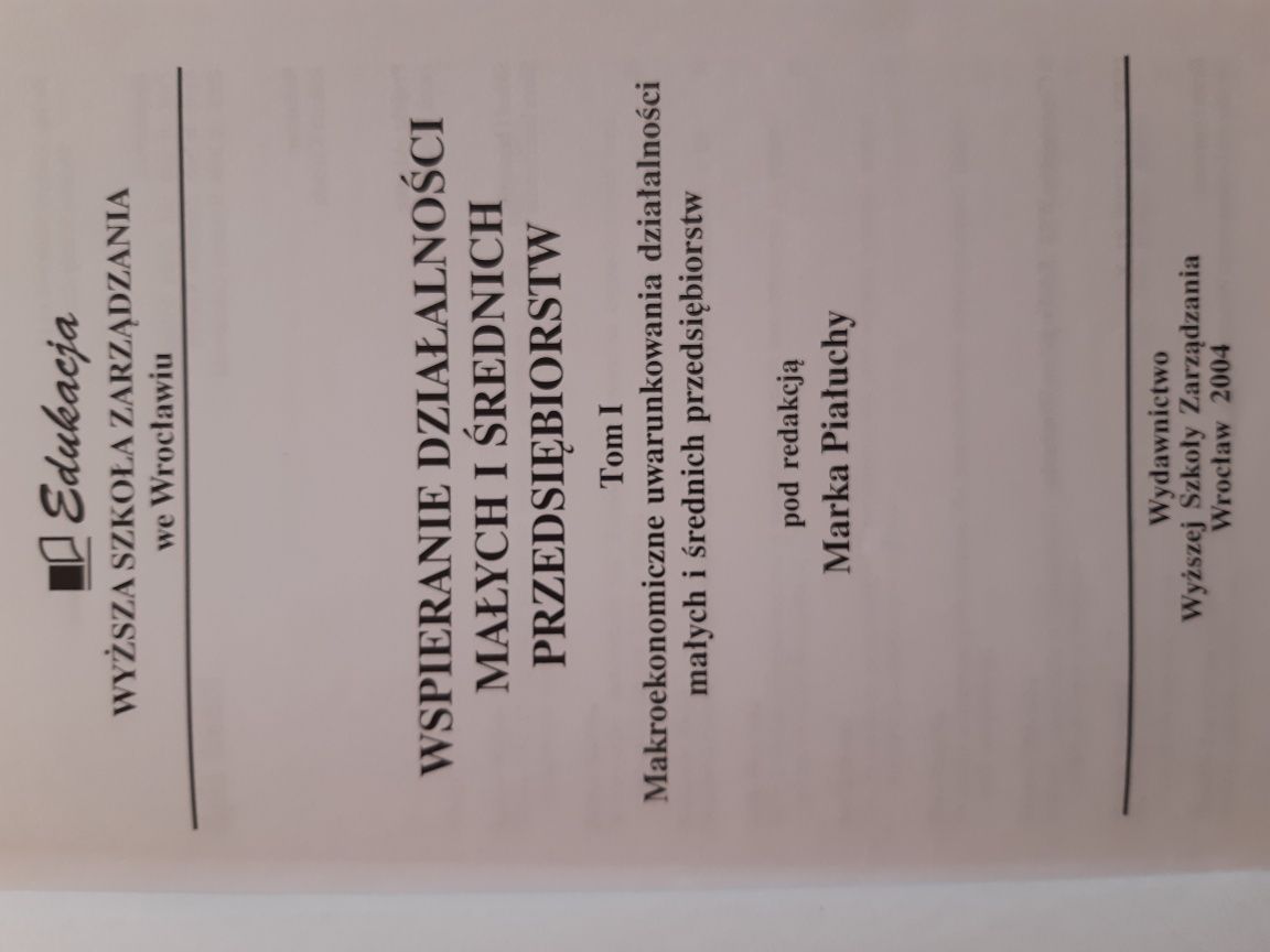 Wspieranie działalności małych i średnich przedsiębiorstw Tom I-II